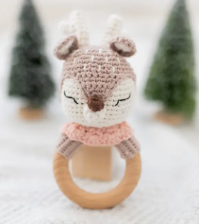 HOLIDAY HAND CROCHET RATTLES - ELK DEER