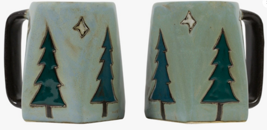 MARA STONEWARE PINE TREES SQUARE MUG