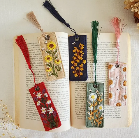 FLORAL EMBROIDERED BOOKMARKS