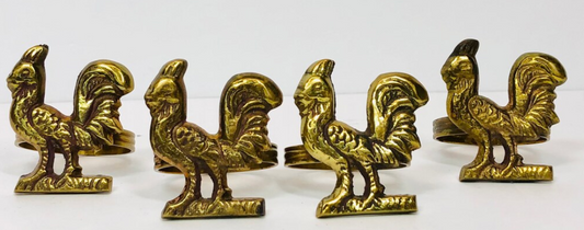 BRASS ROOSTER NAPKIN RINGS