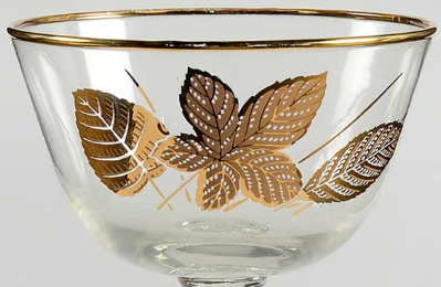 GOLD LEAF PATTERN GLASS COLLECTION SETS - LIBBEY GLASS COMPANY - ASSORTED