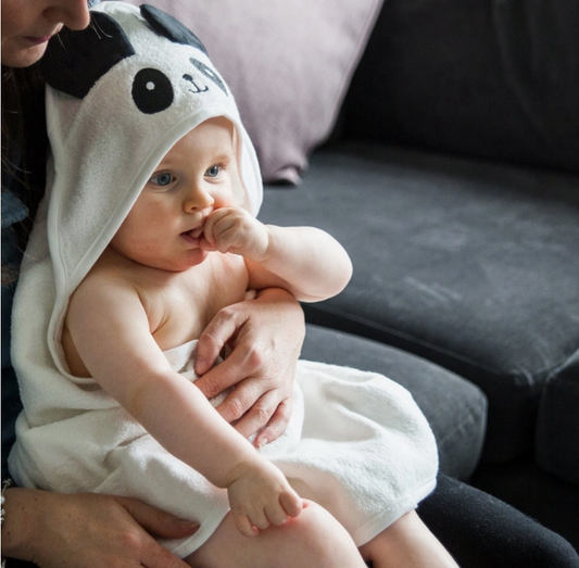 BABY PANDA HOODED COTTON TOWEL