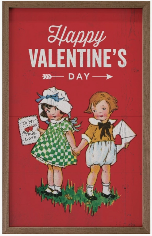 HAPPY VALENTINE'S DAY VINTAGE SIGN - RED (5X8)