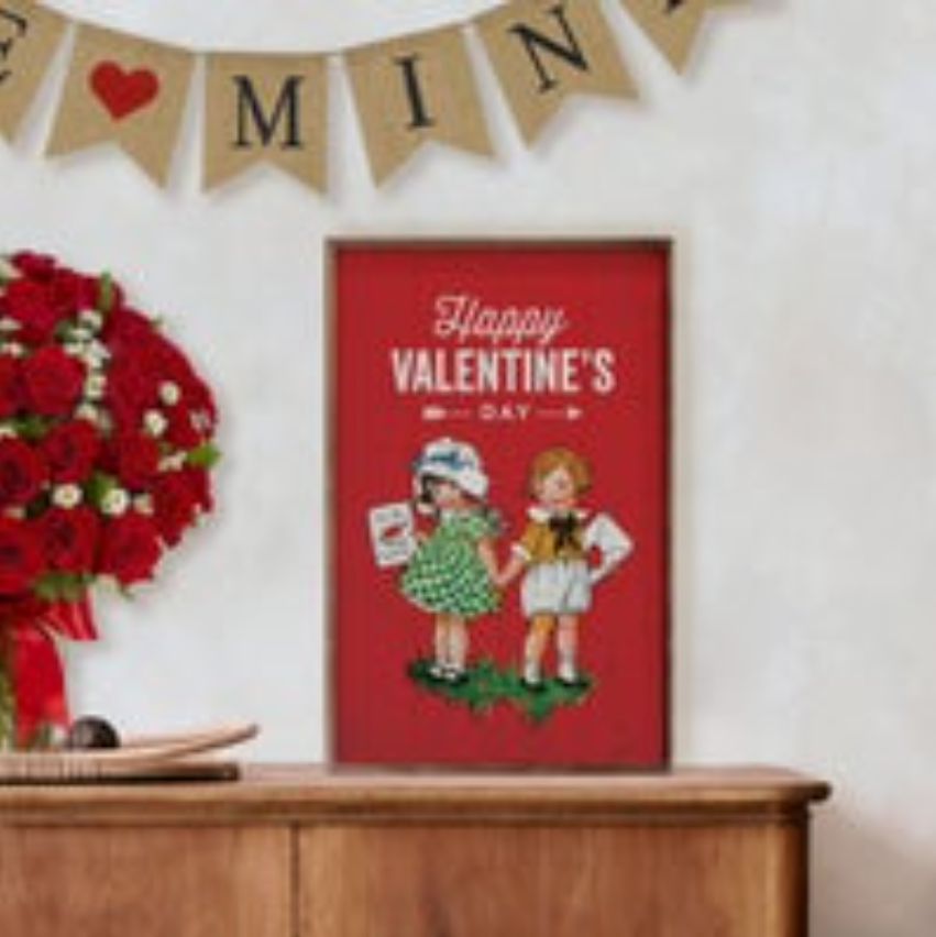 HAPPY VALENTINE'S DAY VINTAGE SIGN - RED (5X8)