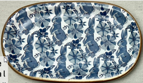 DECOUPAGE DECORATIVE CERAMIC TRAY DISH