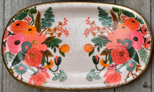 DECOUPAGE DECORATIVE CERAMIC TRAY DISH