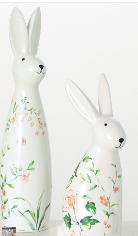 FLORAL BUNNY FIGURINE - ASSORTED