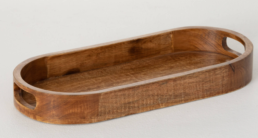 OVAL WOODEN SERVING TRAY