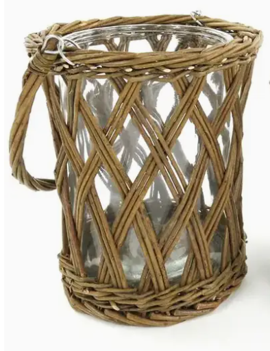 CLASSIC GLASS AND WICKER VASE