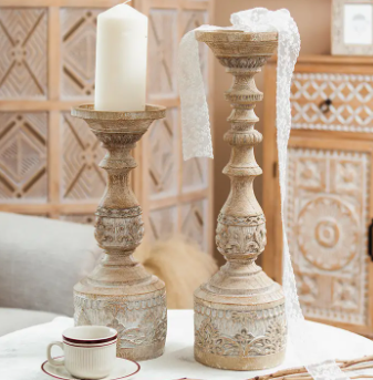 DECORATIVE WOOD-LIKE CANDLESTICKS