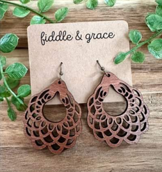 FIDDLE & GRACE MANDALA TEARDROP EARRINGS - SAPELE