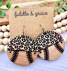 FIDDLE & GRACE LEOPARD BASEBALL EARRINGS