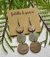 FIDDLE & GRACE EARRINGS - WOOD 3 DANGLE