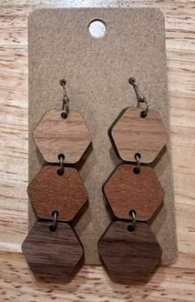 FIDDLE & GRACE EARRINGS - WOOD 3 DANGLE