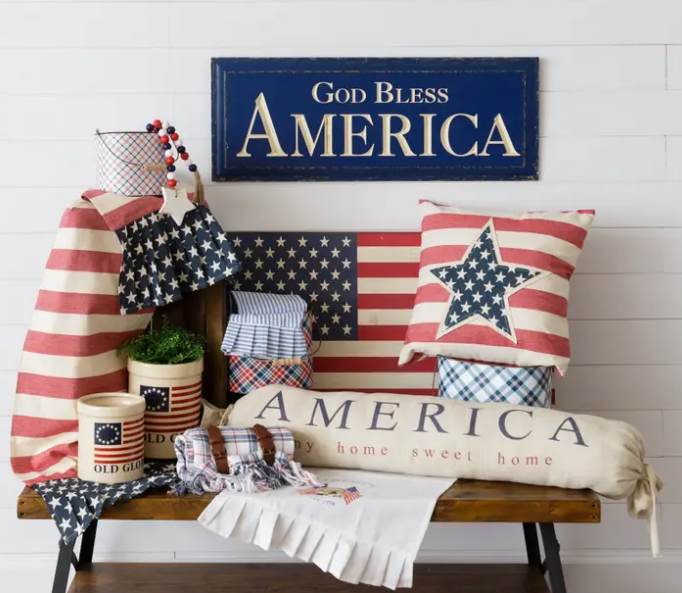 STAR PATCH AND STRIPES PILLOW