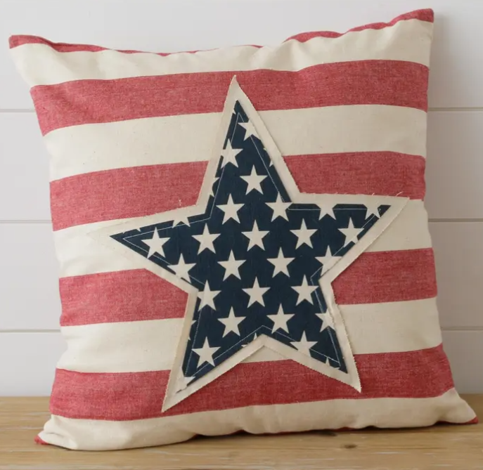 STAR PATCH AND STRIPES PILLOW
