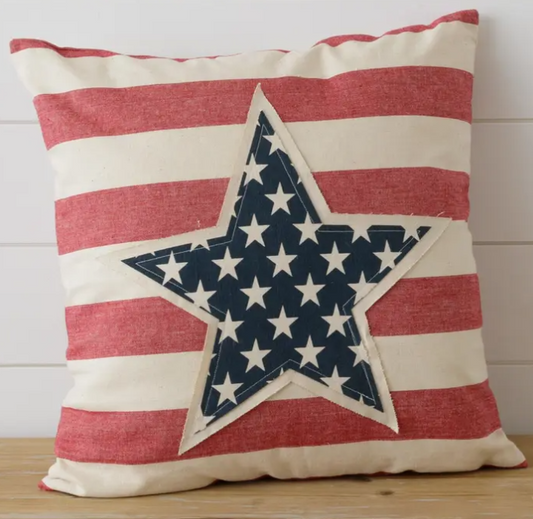 STAR PATCH AND STRIPES PILLOW