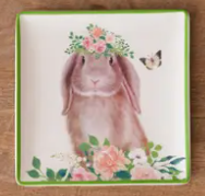 BUNNY IN BLOOM APPETIZER PLATES - ASSORTED PATTERNS