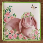 BUNNY IN BLOOM APPETIZER PLATES - ASSORTED PATTERNS