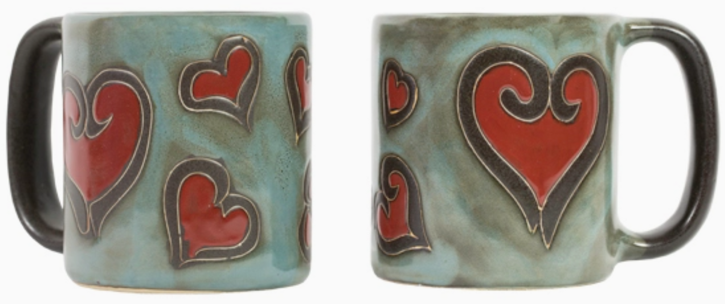 MARA STONEWARE BLUE HEARTS MUG