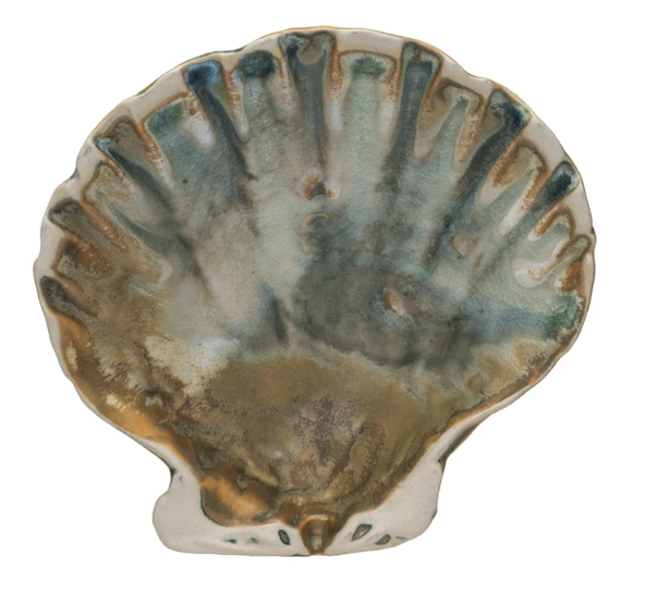 STONEWARE SHELL SHAPED DISH