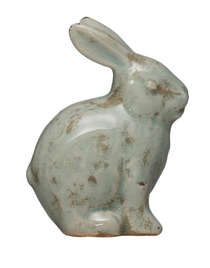 DISTRESSED BLUE TERRACOTTA RABBIT