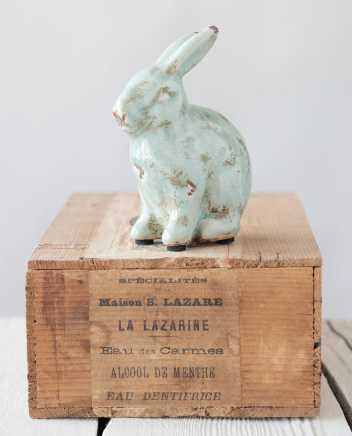 DISTRESSED BLUE TERRACOTTA RABBIT