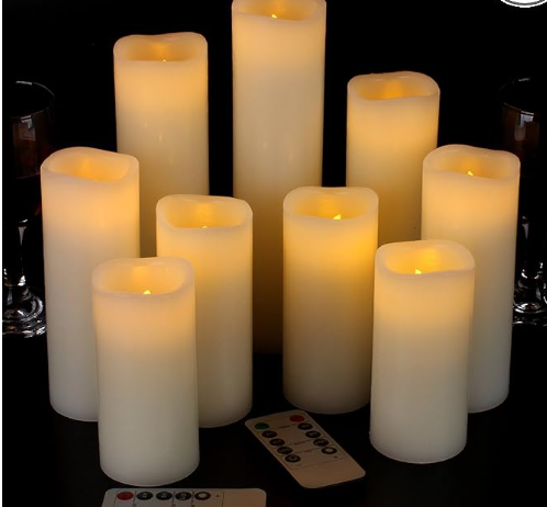 REAL WAX LED MINI PILLAR CANDLES WITH REMOTE - IVORY/ ASSORTED