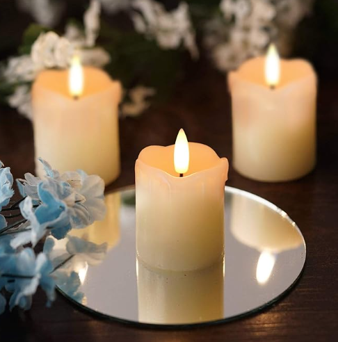 REAL WAX LED 2"x2" VOTIVE CANDLES WITH TIMER - 3 PAK