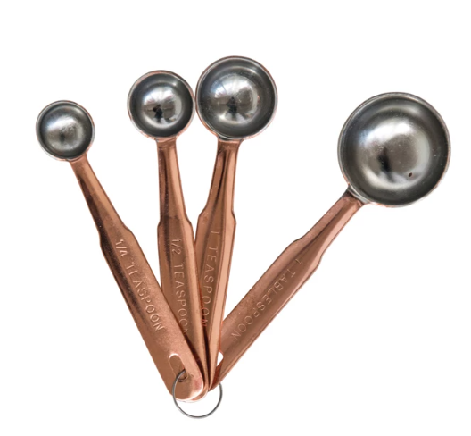 STAINLESS STEEL MEASURING SPOONS - SET OF 4 - COPPER FINISH