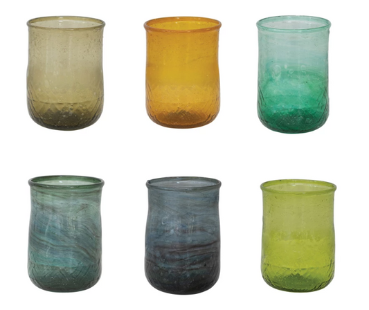 HAND-BLOWN DRINKING GLASS OR VOTIVE HOLDER - ASSORTED COLORS - 10oz & 12oz