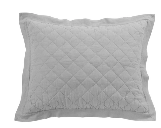 QUILTED LINEN COTTON BLEND STANDARD PILLOW SHAM