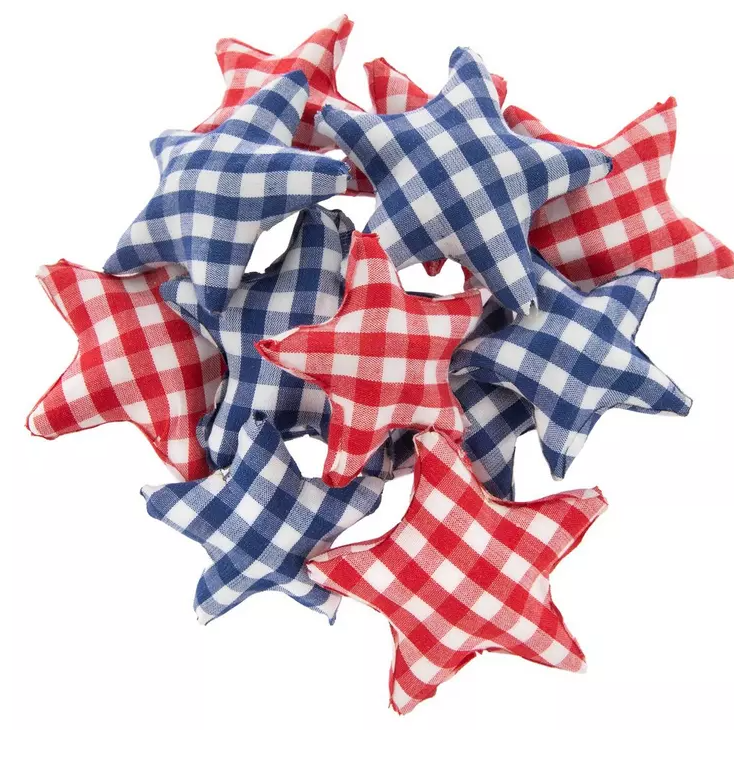 RED, WHITE & BLUE GINGHAM STARS