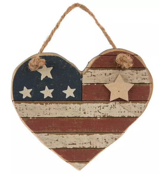 RUSTIC 4TH OF JULY WOOD ORNAMENTS - ASSORTED