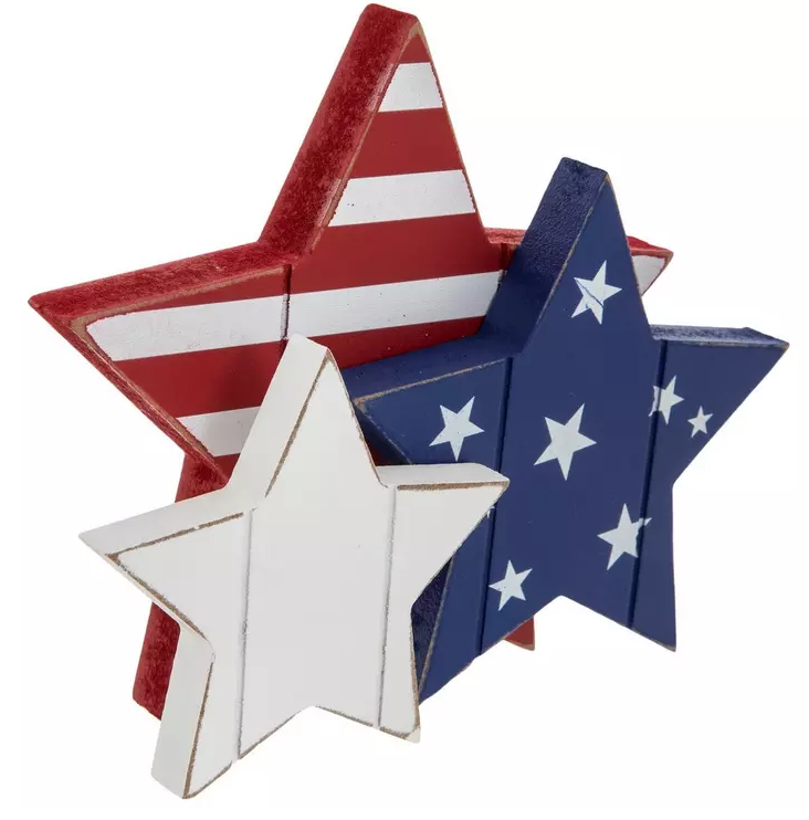 RED, WHITE & BLUE STARS WOOD DECOR