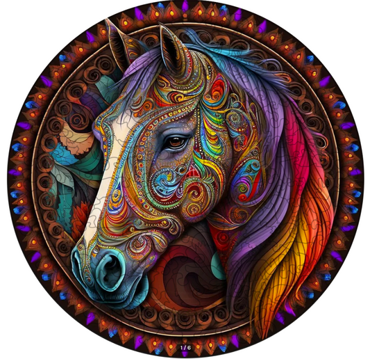 MANDALA HORSE WOODEN JIGSAW PUZZLE X019 MEDIUM