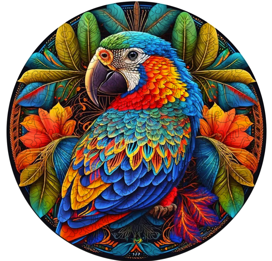 STAINED PARROT WOODEN JIGSAW PUZZLE X006 MEDIUM