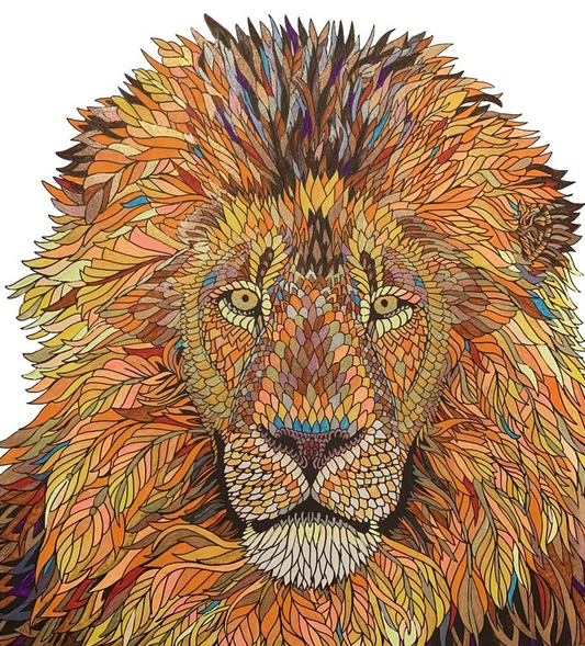 YELLOW LION WOODEN JIGSAW PUZZLE 401 SMALL