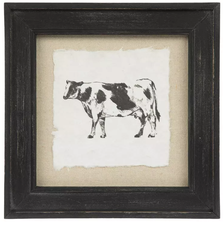 VINTAGE FARM YARD ANIMAL FRAMED WOOD WALL DECOR