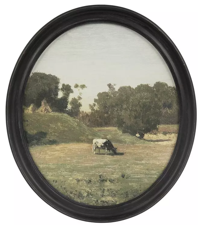 COW ARTWORK -OVAL CANVAS WALL DECOR