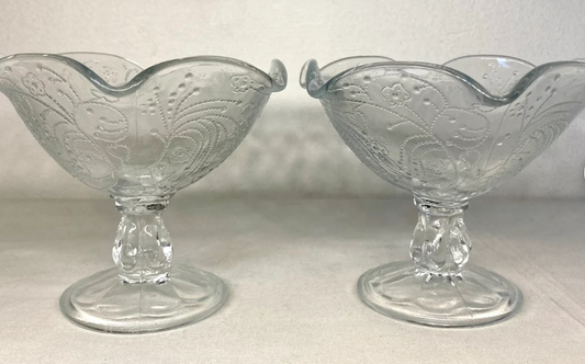 SOUTHERN LIVING VICTORIA GLASS FOOTED DESSERT COMPOTE DISHES - SET OF 4