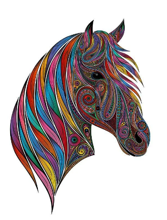 COLORFUL HORSE HEAD WOODEN JIGSAW PUZZLE T814 SMALL