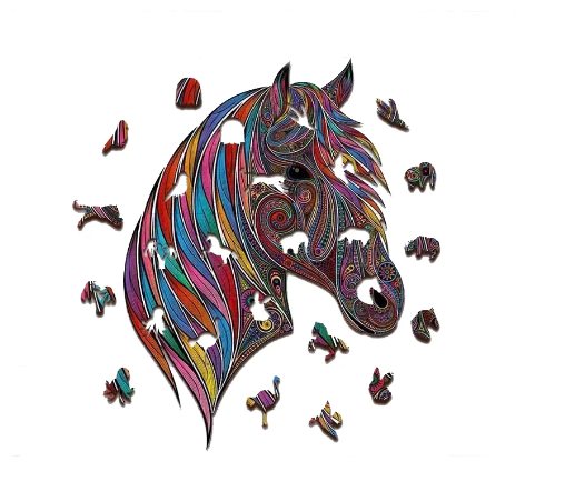 COLORFUL HORSE HEAD WOODEN JIGSAW PUZZLE T814 SMALL