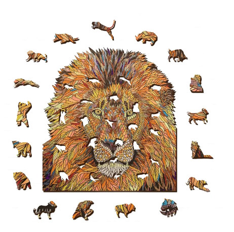 YELLOW LION WOODEN JIGSAW PUZZLE 401 SMALL