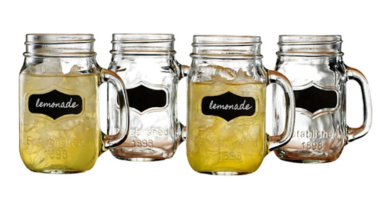 CHALK LABEL GLASS MASON JAR MUGS - 170Z