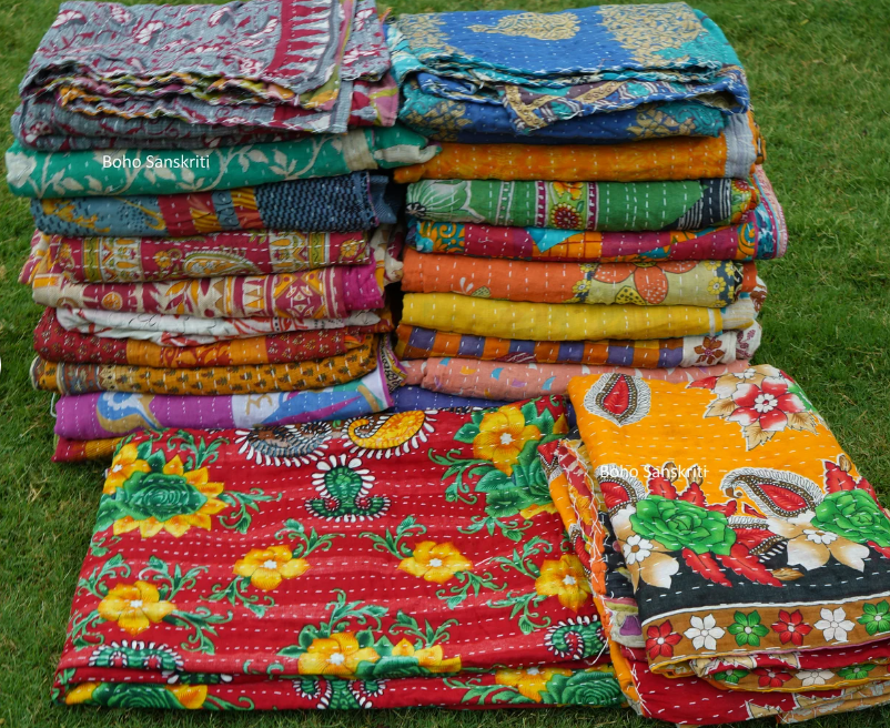 HANDMADE KANTHA QUILT / THROW - ASSORTED