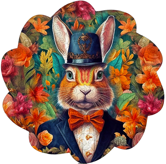 DAPPER RABBIT IN BOWTIE WOODEN JIGSAW PUZZLE