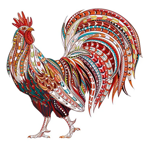 RED ROOSTER WOODEN JIGSAW PUZZLE - ASSORTED SIZES