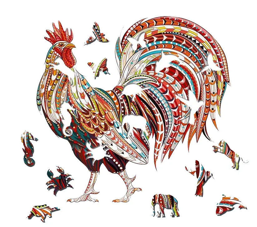 RED ROOSTER WOODEN JIGSAW PUZZLE - ASSORTED SIZES