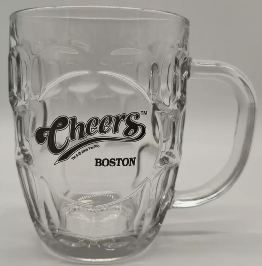 CHEERS BOSTON GLASS BARREL BEER MUG - 16OZ.